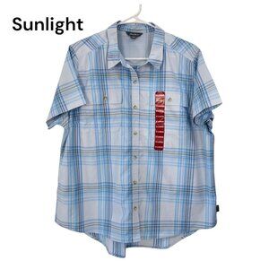 Eddie Bauer Women SZ XLarge Blue Plaid Short-Sleeve Shirt Outdoor Activities